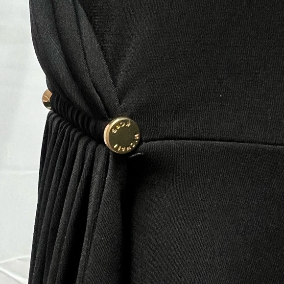 Michael Kors Women's XS Black Faux Wrap Ruched 3/4 Sleeve Sheath Short Dress - Picture 4 of 5